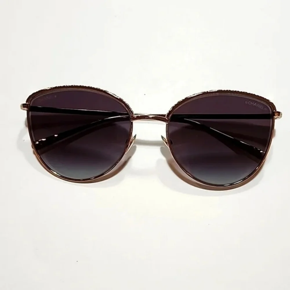 CHANEL Gold and Black Sunglasses - Picture 12 of 14